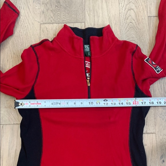 Lauren Ralph Lauren Red Athletic Half-Zip Top with Black Trim - Picture 7 of 11